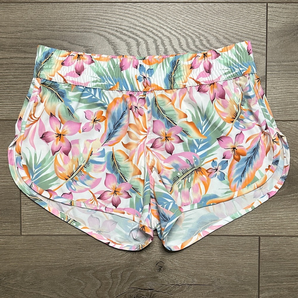 NWOT Hurley 2.5" Floral Boardshorts Swim Surf Beach Shorts Pink blue‎ Size Small